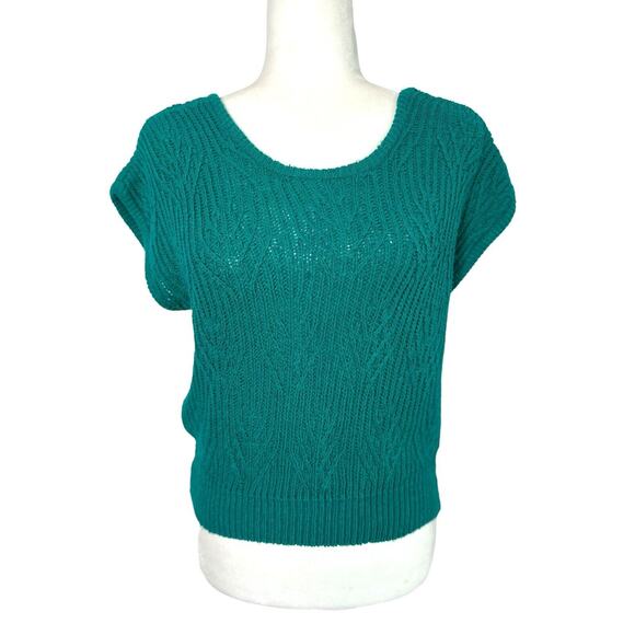 Autograph American Clothing Vintage Green Sweater Short Sleeve Silk Blend Size M - Picture 1 of 6